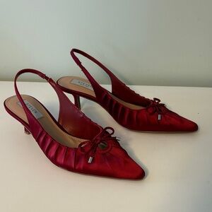 Steven Red Satin Slingback Heels